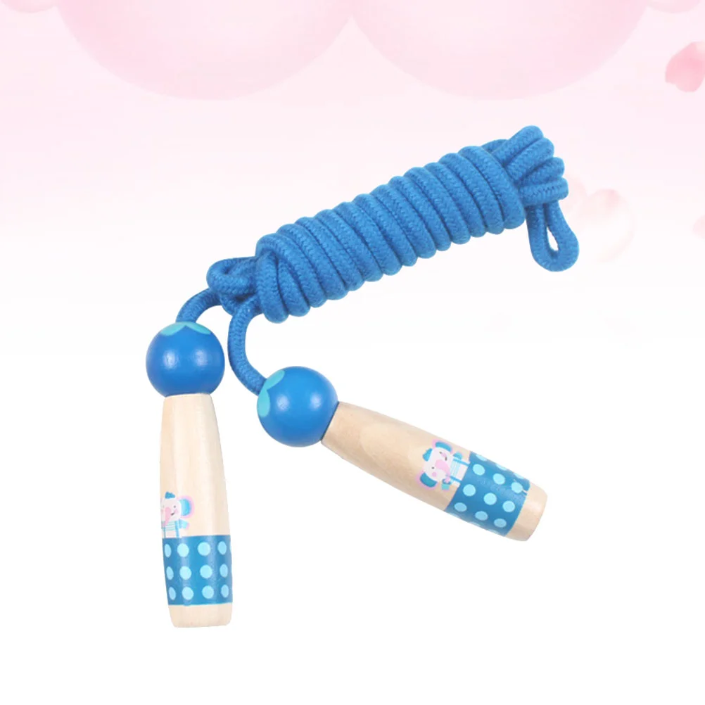 

Jump Rope Wooden Handle Weighted Fitness Workout Jump Sports Exercise Supplies Cartoon for Kids Children Blue Elephant