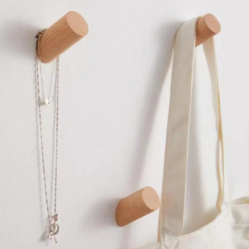 Fashion Creative Wooden Coat Hooks for Wall Wood Pegs Single Coat Rack Hooks for Hanging Clothes Coats Hats Towels 6