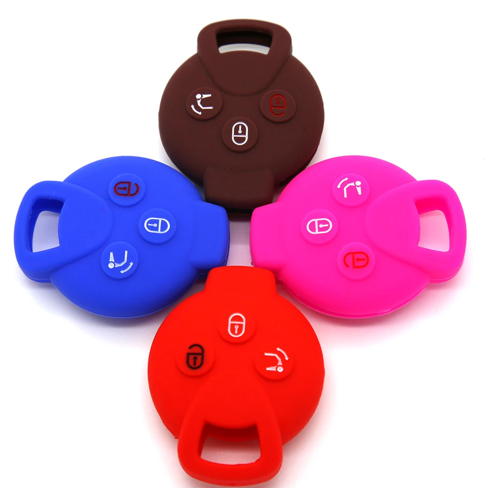 Silicone Car Key Case Cover For Smart City Coupe Cabrio Crossblade Fortwo Roadster K Forfour 3 Button Shell Parts