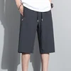 Summer Bottoms Ice Silk Pants Men Breathable Lightweight Calf-Length Short Sweatpants 3/4 Straight Loose Casual Cropped Trousers 6