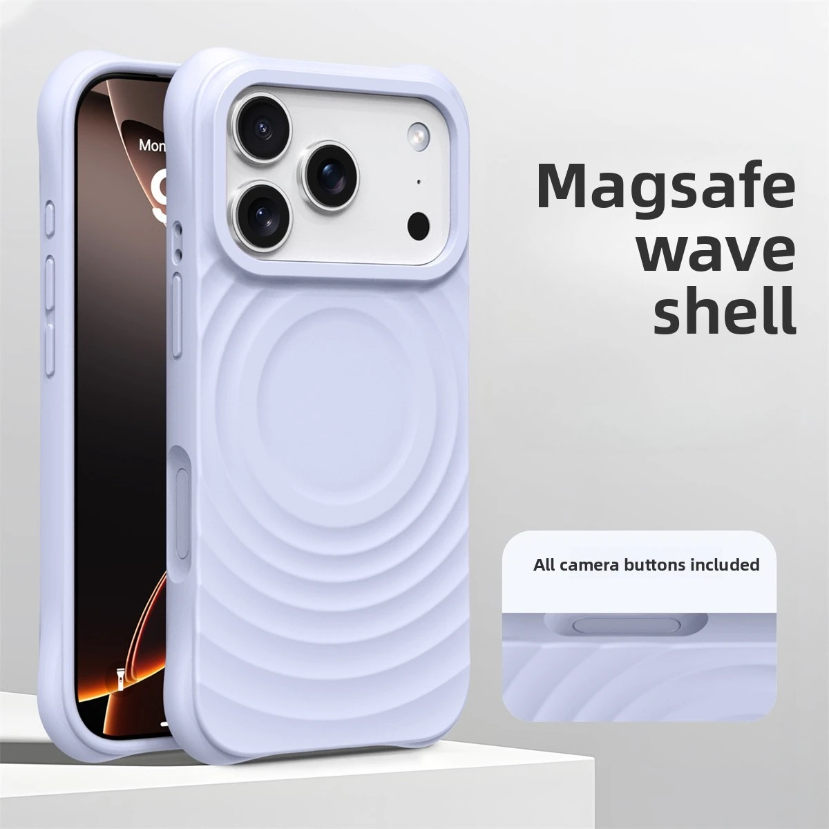 ตัวเลือกสินค้า เคส iPhone Air 17 16 15 14 Pro Max ลายคลื่นน้ำ ซิลิโคนนิ่ม ชาร์จไร้สาย MagSafe
