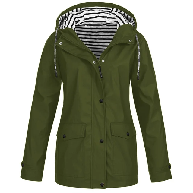 2025 Outdoor Sports Hooded Jacket Women Spring Autumn Windproof Waterproof Windbreakers Lady Stripe Lining Oversize Loose Coats 2