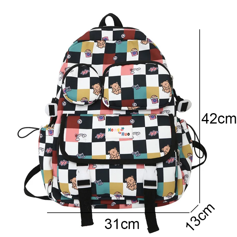 Waliicorners Fashion Kawaii Female Laptop Backpack Lady College Backpack Girl Cute Lattice Waterproof Print Travel Bag 7 Sd969a9100adf4551a70ab9509d91ef7bu