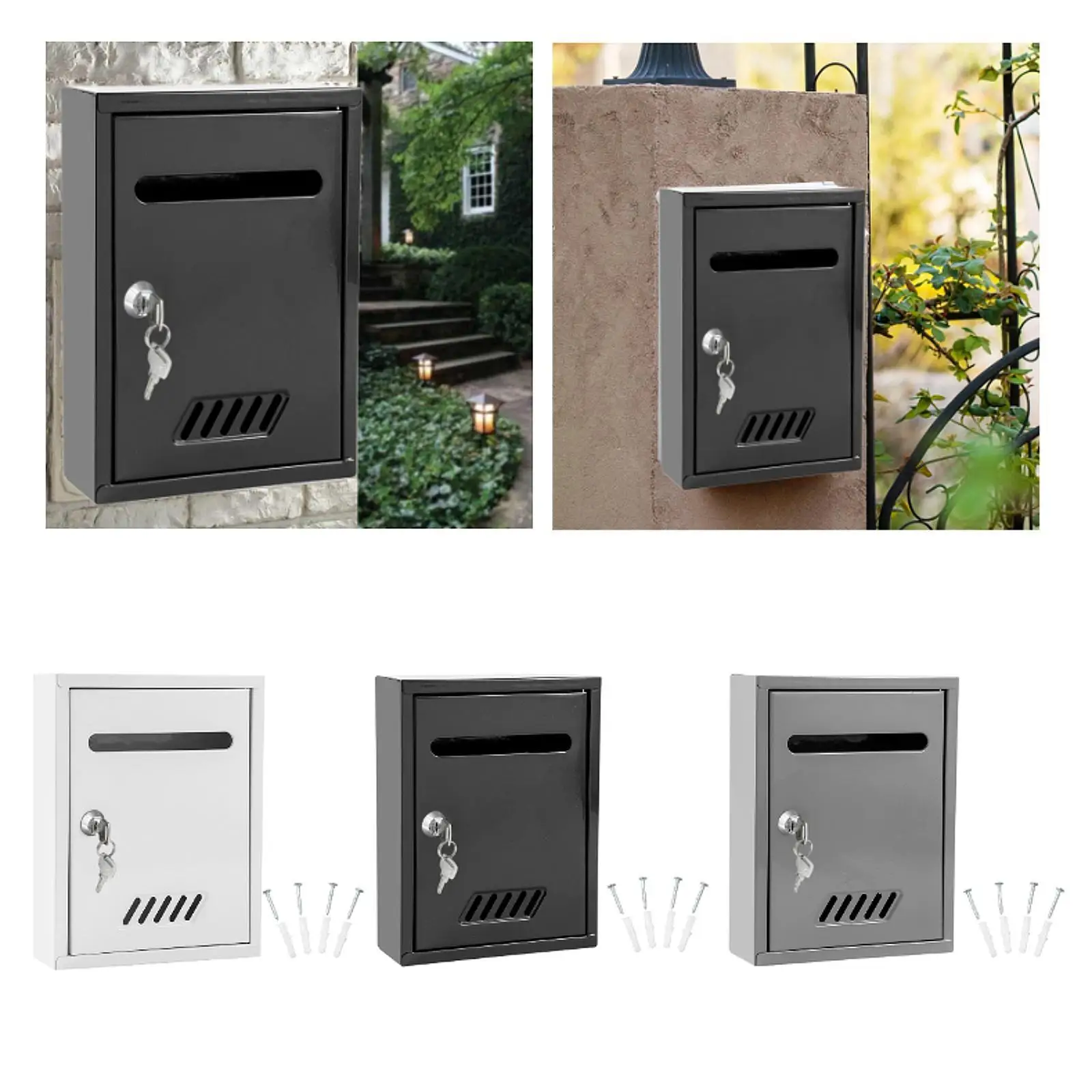 Wall Mounted Mailbox Modern Metal Post Box for Office Home Decor Front Door