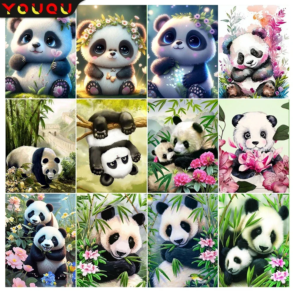 

YOUQU-Animal Diamond Painting, 5D Mosaic Picture, DIY "Panda" Embroidery, Cross Stitch Kit, Cute Home Decoration, Gift