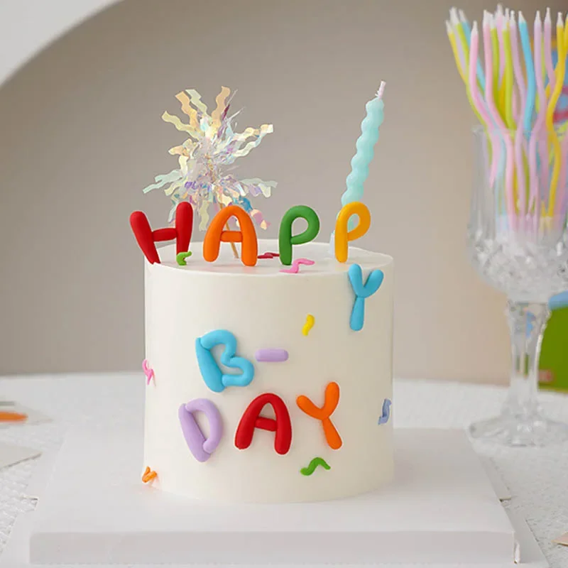 1 Set Happy Birthday Cake Topper, bunte Buchstaben, zum Einsetzen für Cupcakes, Dessert-Dekoration, Geburtstagsparty-Dekoration, Backwerkzeuge – Detail 15