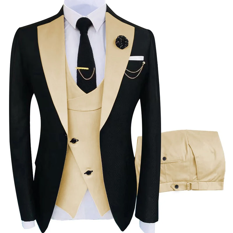 

LE66Masculino Slim Fit Blazers Ball And Groom Suits For Men Boutique Fashion Wedding( Jacket + Vest + Pants
