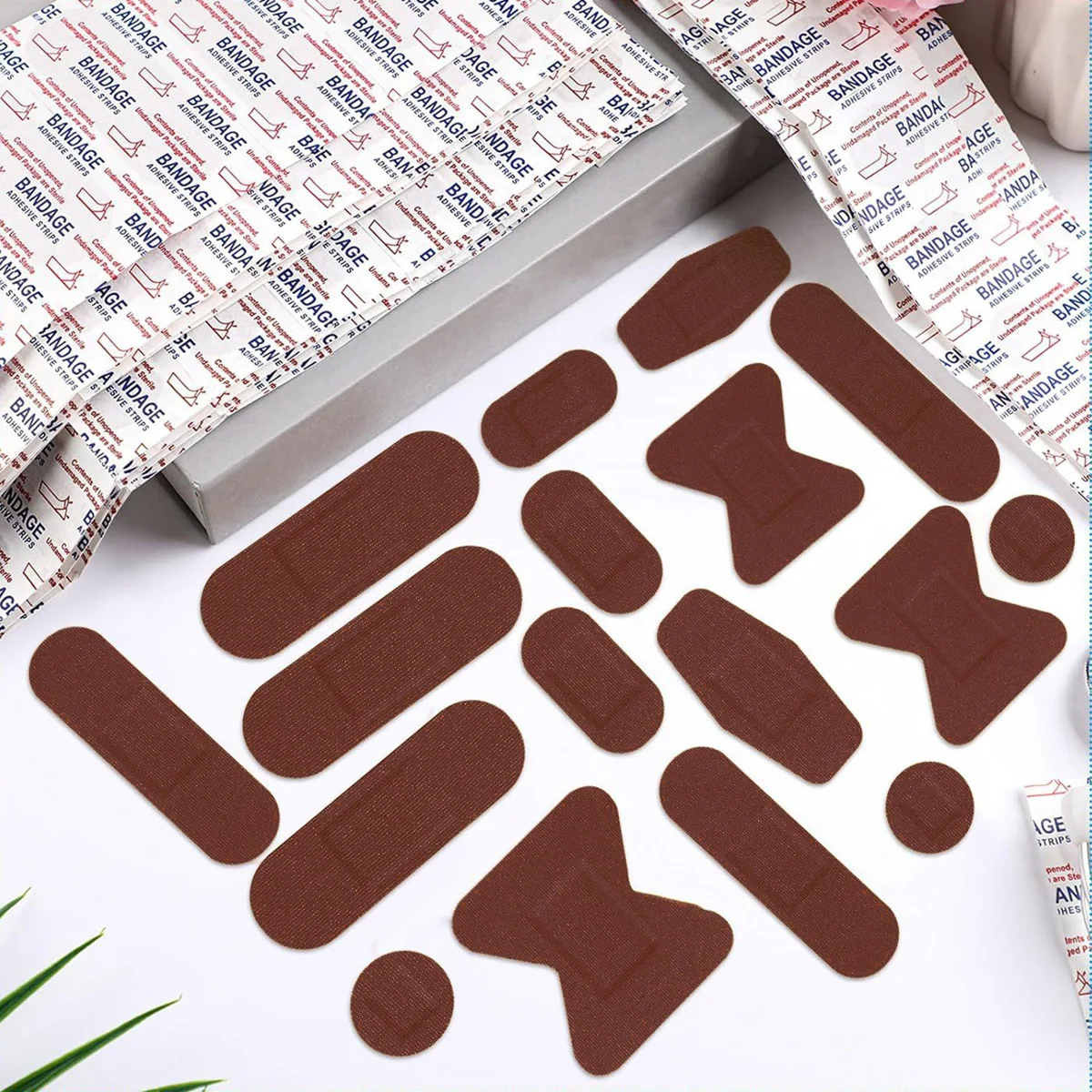 10Pcs/set Geometry Baby Bandages Coffee Sports Stickers Brown Cartoon Stretch Cloth Band Aid Fabric Stretch Cloth Band-Aid