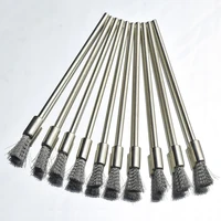 10Pc Stainless Steel Wire End Brush Pen Shape Bristle Scratch Brushes Extension Rod 1/8" Shank For Power Rotary Tool 2