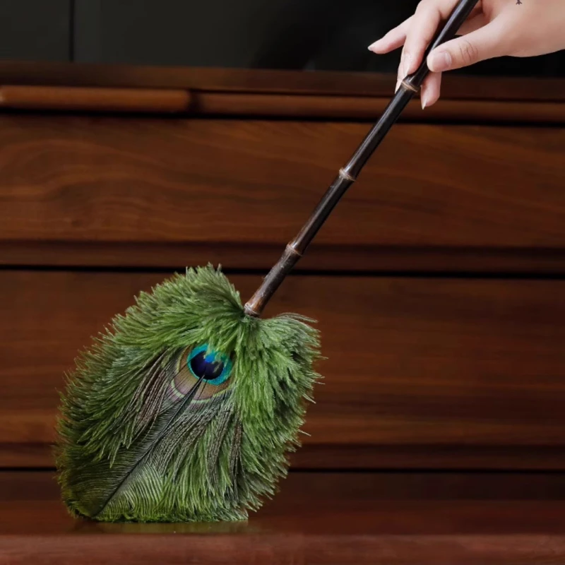 

Luxury Home Decoration Peacock Feathers Ostrich Hair Static Dust Remove Brush Original Duster Artifact Decorations