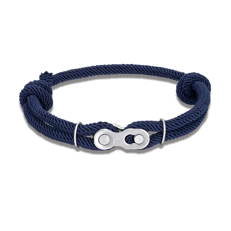 MKENDN Men's Punk Rock Bicycle Chain Bracelet with Nautical Rope and Magic Buckle Accessory