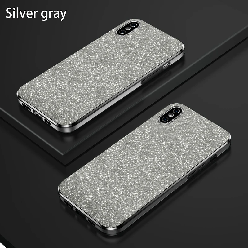 Bling Luxury Electroplate Glitter Shockproof Phone Case with Soft Bumper and Clear Back Cover