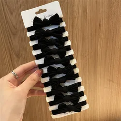 Elegant Bow Hair Scrunchies Set - Casual & Simple Daily Hair Accessories (10Pcs - Black)