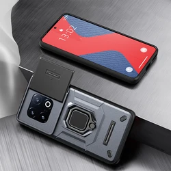 Shockproof Armor Phone Case with Slide Camera Lens Protection and Ring Stand - IQOO 13 (GRAY)