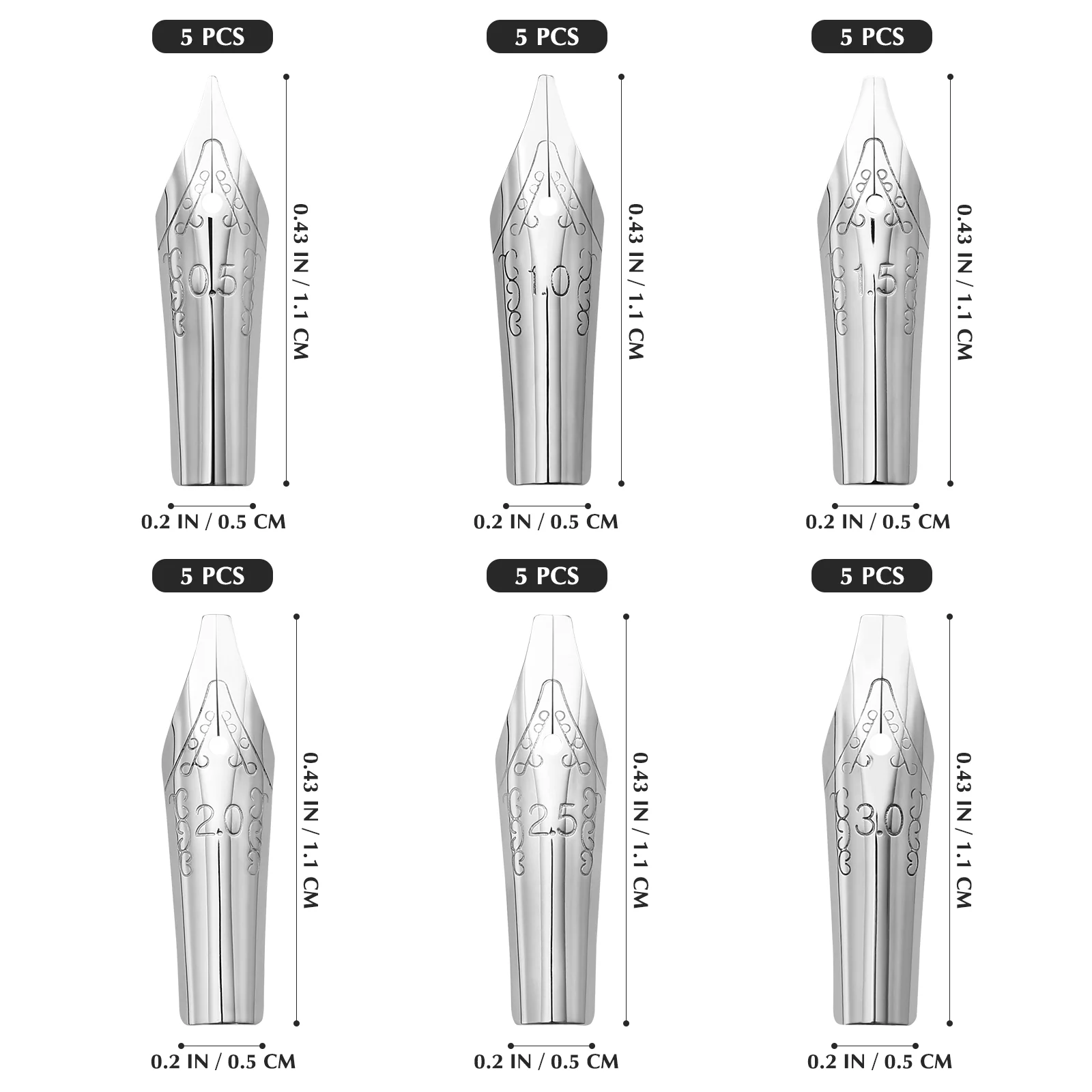 30 Pcs Universal Fountain Pen Nibs Replacements Replacements For Writing Spare Nib Nibs Drawing Pen Nibs Replacements For