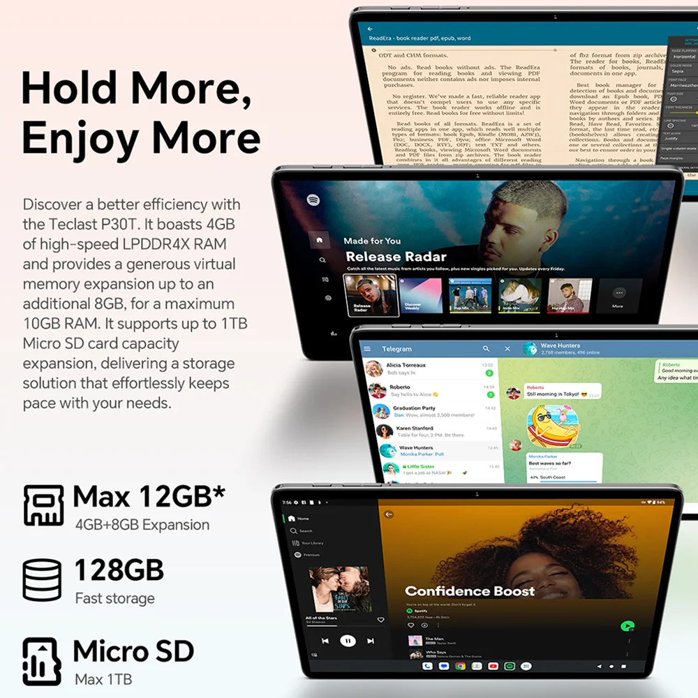 Teclast P30T Set 10.1" 120Hz Android 16 Tablet T7200 8-core Max. 12GB RAM 128GB ROM Keyboard/Case/Mouse/Stylus/Headphone/Stand 5