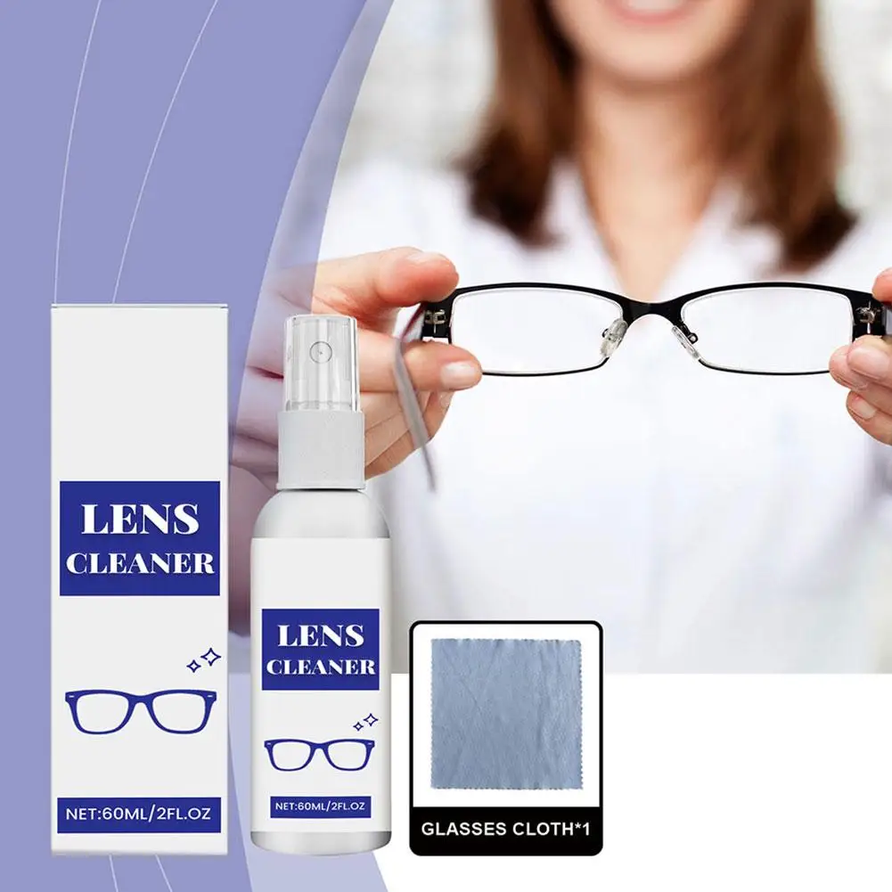 60ml Lens Cleaner Glasses Sunglasses Eyeglass Cleaning Supplies Eyewear Accessories Spray Cleaner Solution Glasses Bottle H B6i8