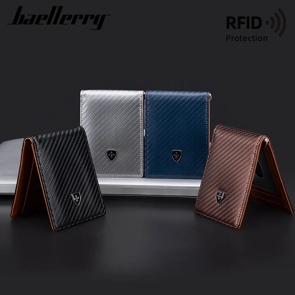 Baellerry Minimalist RFID Short Wallet, Plain Shade PU Leather Slim Bifold for Daily Use