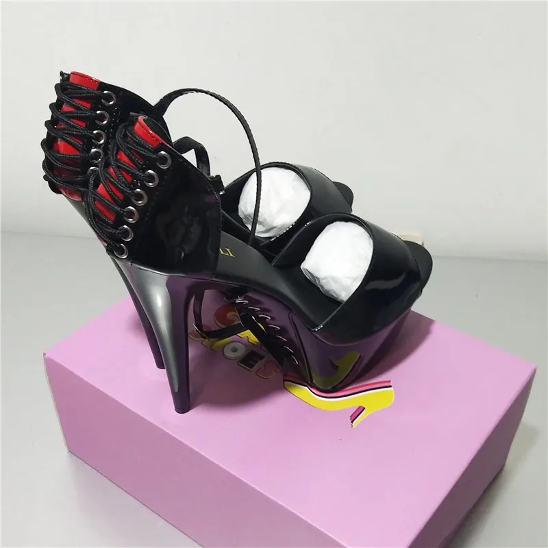 Sexy peep-toe stiletto heels with cross strap soles 15cm high heel pole dance performance Summer dance shoes