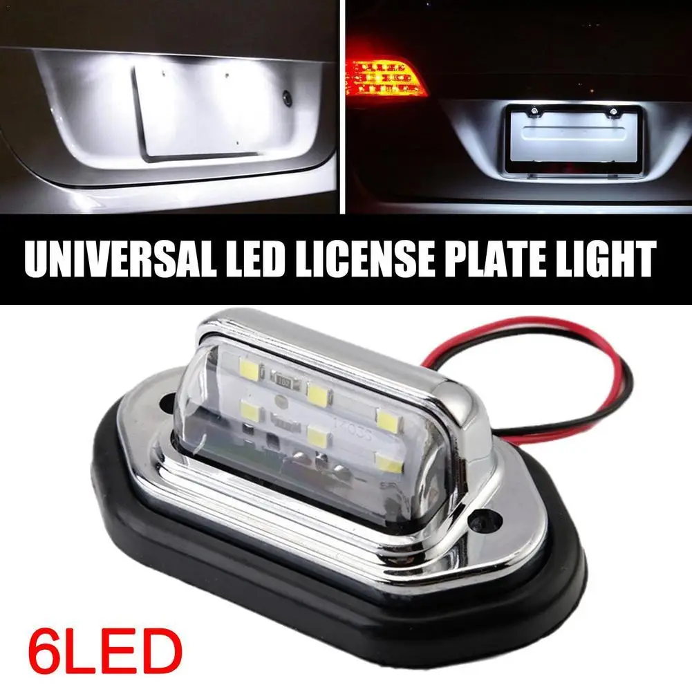 

1/2PCS 6LED Car License Number Plate Light For SUV Truck Trailer Van Tag Step Lamp White Bulbs Car Products License Plate Lights