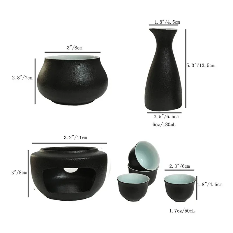 USA MJ TABLE Traditional Japanese Style Sake Set With Warmer This - View #7