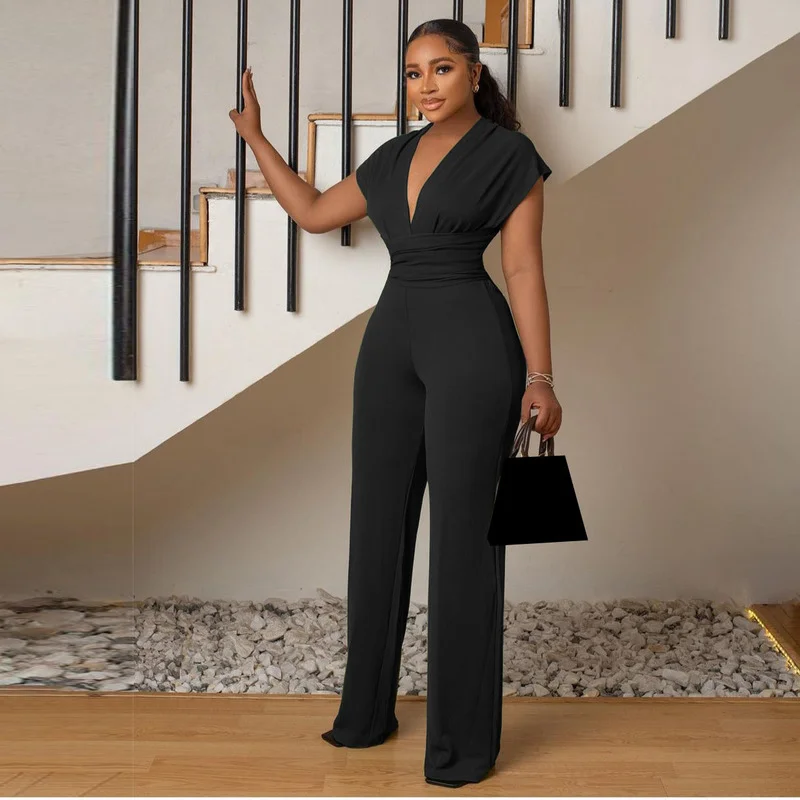 

WUHE Halter Neck High Waist Tunic Straight Jumpsuit Sexy Night Party One Piece Overalls Elegant Women Playsuit