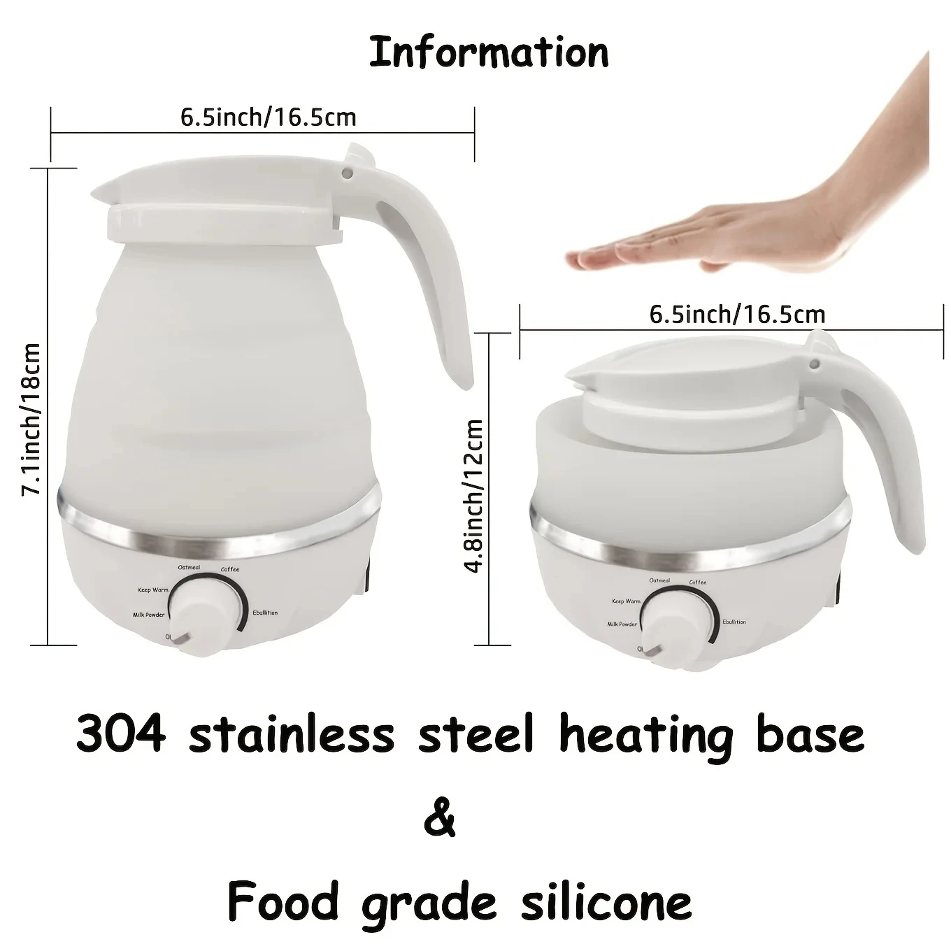 Foldable Electric Kettle for Travel 110/220V 0.6L 600W Household Tea Pot Mini Water Kettle Food Silica Gel Portable Teapot 6