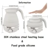 Foldable Electric Kettle for Travel 110/220V 0.6L 600W Household Tea Pot Mini Water Kettle Food Silica Gel Portable Teapot 6