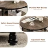 Round Coffee Table for Living Room Rustic Center Table with Storage Shelf Wood Circle Coffee Table , Easy Assembly 3