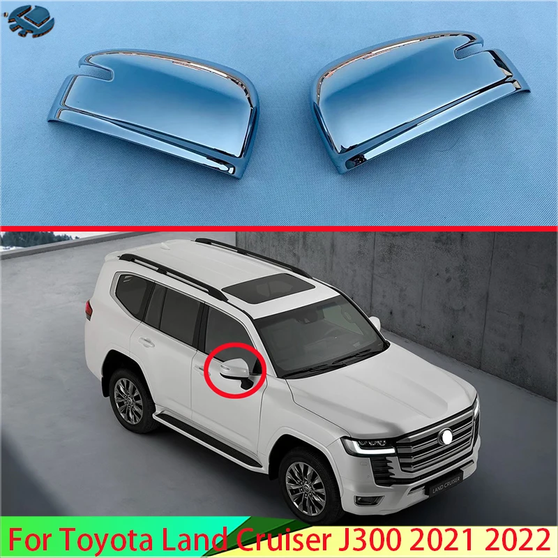 

For Toyota Land Cruiser LC300 2021 2022 2023 ABS Chrome Door Side Mirror Cover Trim Rear View Cap Overlay Molding Garnish