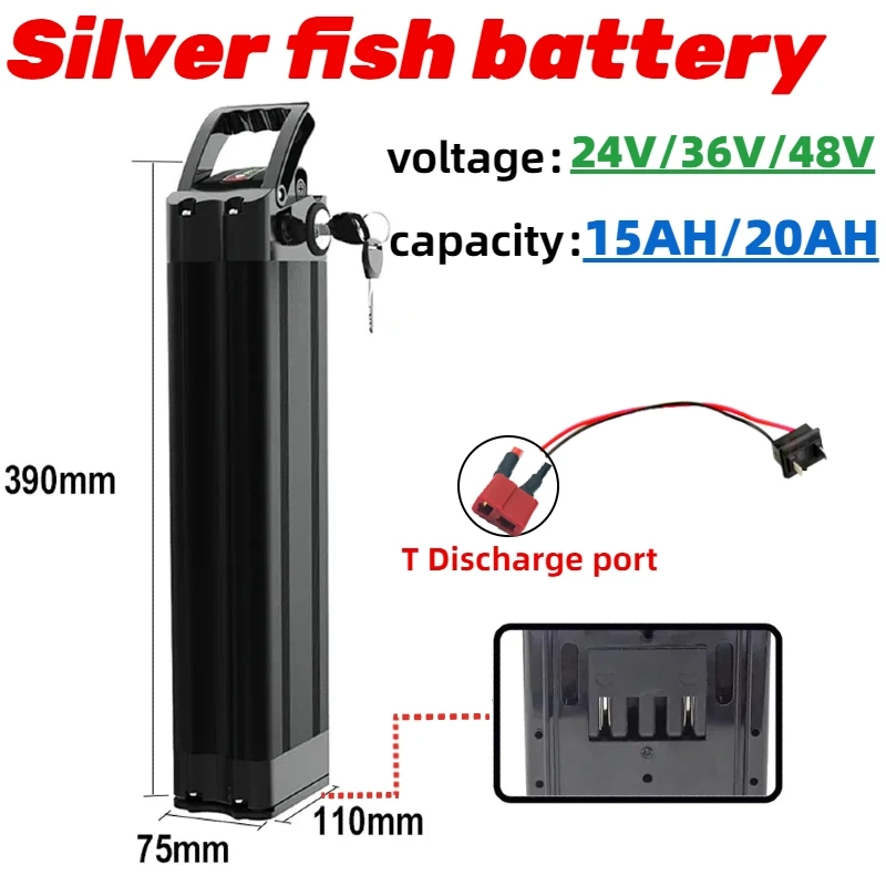 

NEW Silver fish battery 36V/48V 20000mAh T-port Bottom discharge 18650 Li-ion Battery pack for Silver fish battery power vehicle