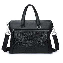Genuine Head Layer Cowhide Male Package Handbag men Leather Man Single Shoulder Messenger Document laptop business briefcase Bag