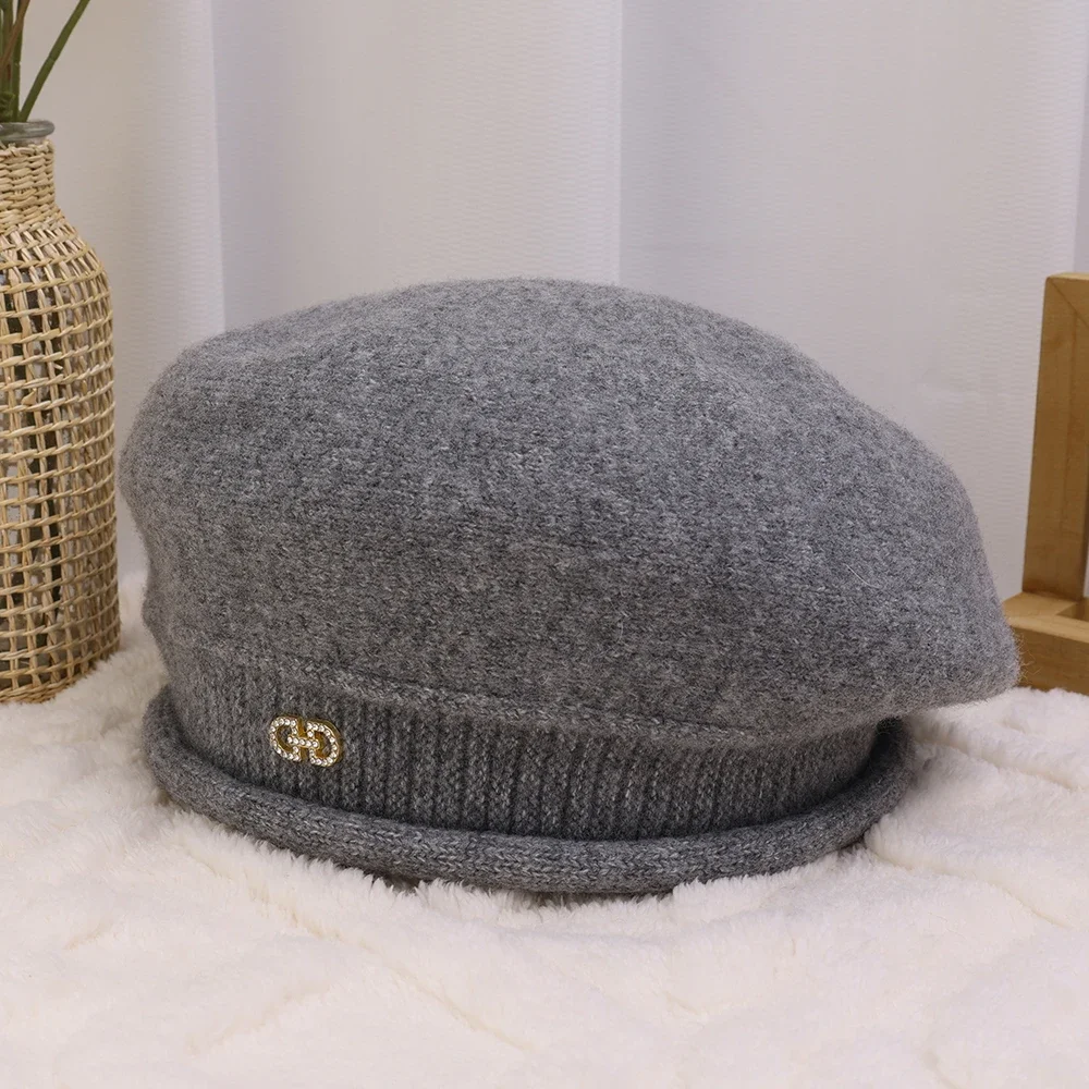 Women's Beret Hat Elegant Autumn Winter Warm Painter Style_voghion.com