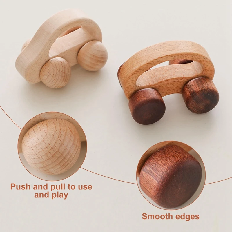 Wooden Baby Car Toys Wood Push Car Gifts For Boys And Girls,Push And Pull Toy Car