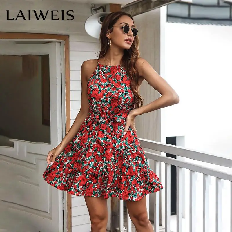 Summer Spaghetti Strap Women Mini Dress 2022 Fashion Clothing Sexy  Strapless Sashes Floral Print Dresses Casual Elegant Vestidos| | -  AliExpress