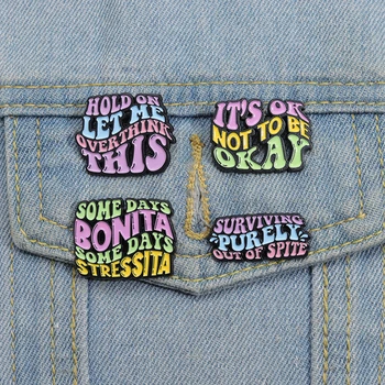 Colourful Quotes Enamel Pins Brooches Lapel Badges  1