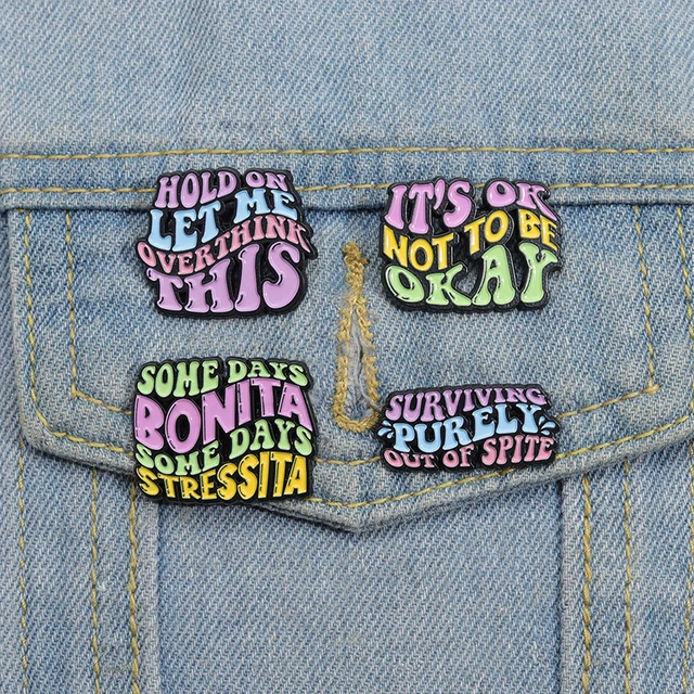 Colourful Quotes Enamel Pins Brooches Lapel Badges  1