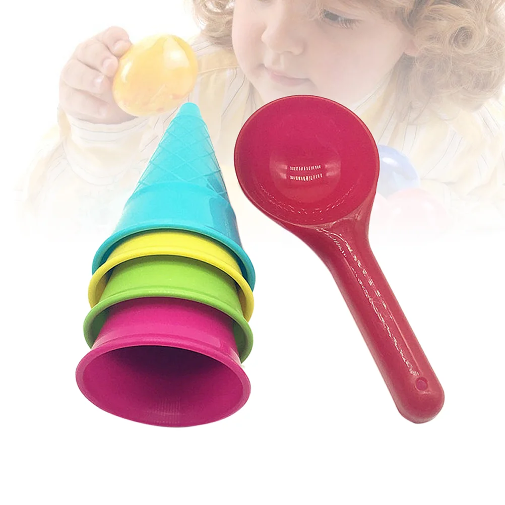 

5pcs Kids Beach Toys Ice Cream Cone Scoop Sets Beach Play Toys Children Outdoor Play(Random Color)
