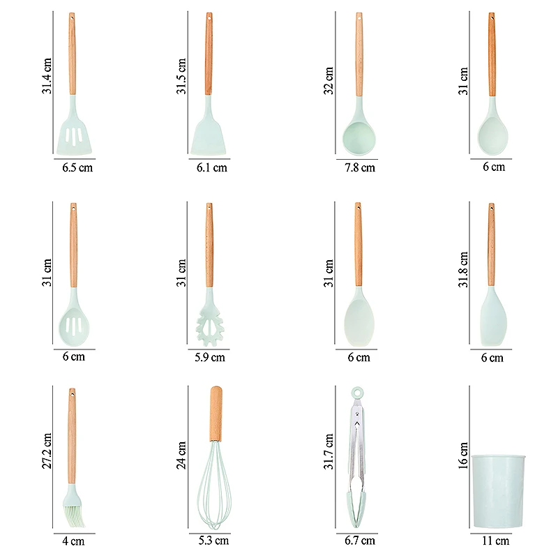 Kitchen Utensils 1PC Silicone Non-Stick Spatula Shovel Soup Spoon Handle Set BPA Free