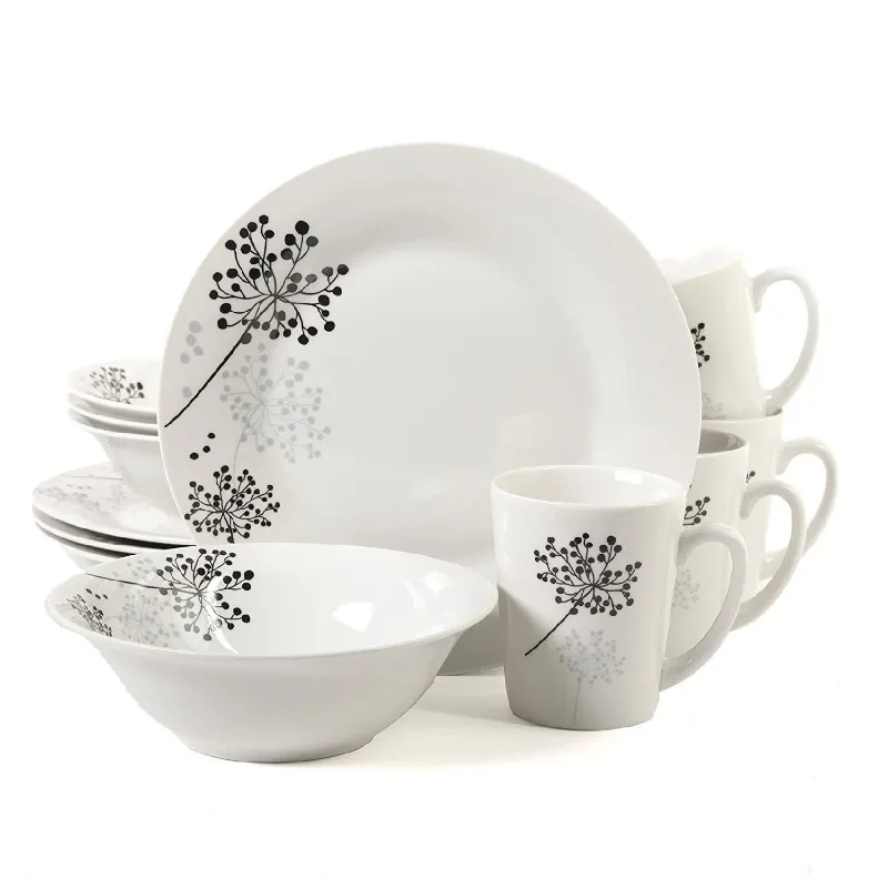 

Dinnerware Set, 12 Piece Kitchen Dinnerware Set, Dishes, Bowls Mug