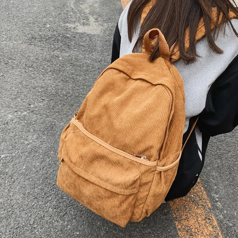 

Школьный ранец для женщин, вельветовый рюкзак для подростков и студентов старшей школы, для отдыха и простого вельвета