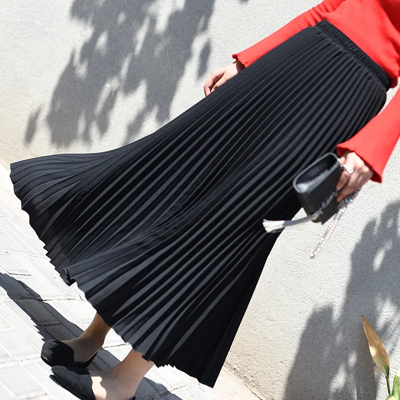 white pleated skirt TINT ERA High Waist Skirt Spring Autumn New Temperament Thin Chiffon Hand-pressed Crepe Pleated Large Swing A-line Skirts Women crop top and skirt Skirts