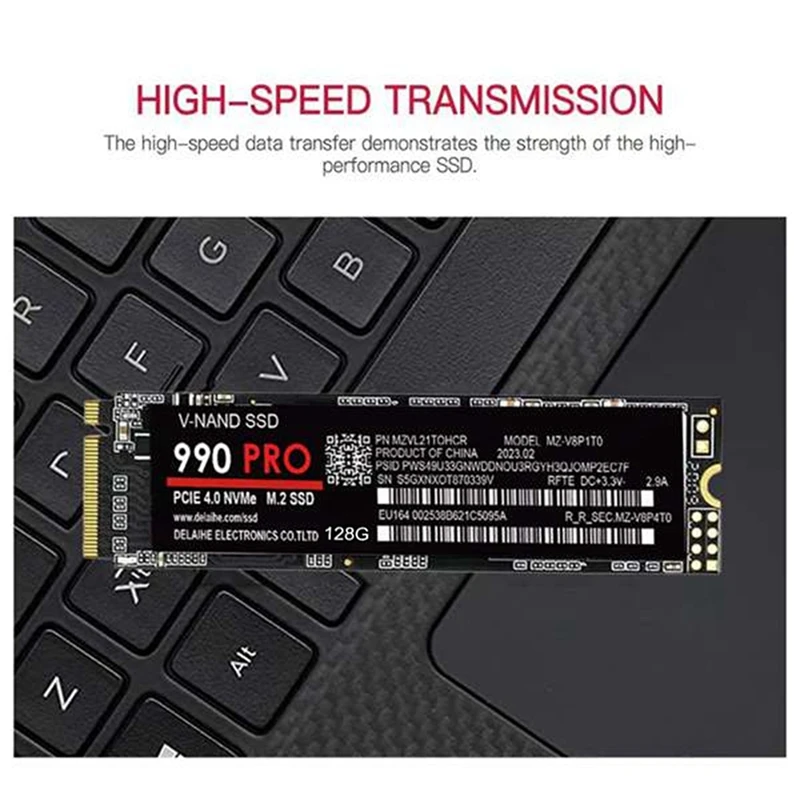 128G 990 PRO M.2 2280 SSD Pcie 4.0 Nvme ӿ  ϵ ̺, Ʈ ũž  PCB, 1 