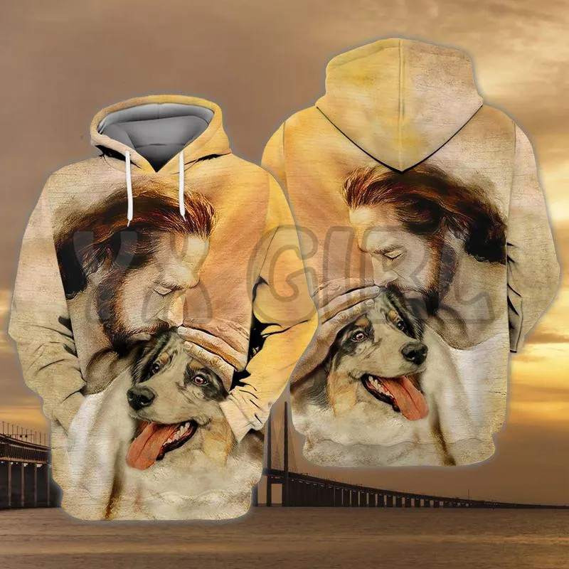 

Australian Shepherd With God 3D Printed Hoodies Unisex Pullovers Funny Dog Hoodie Casual Street Tracksuit