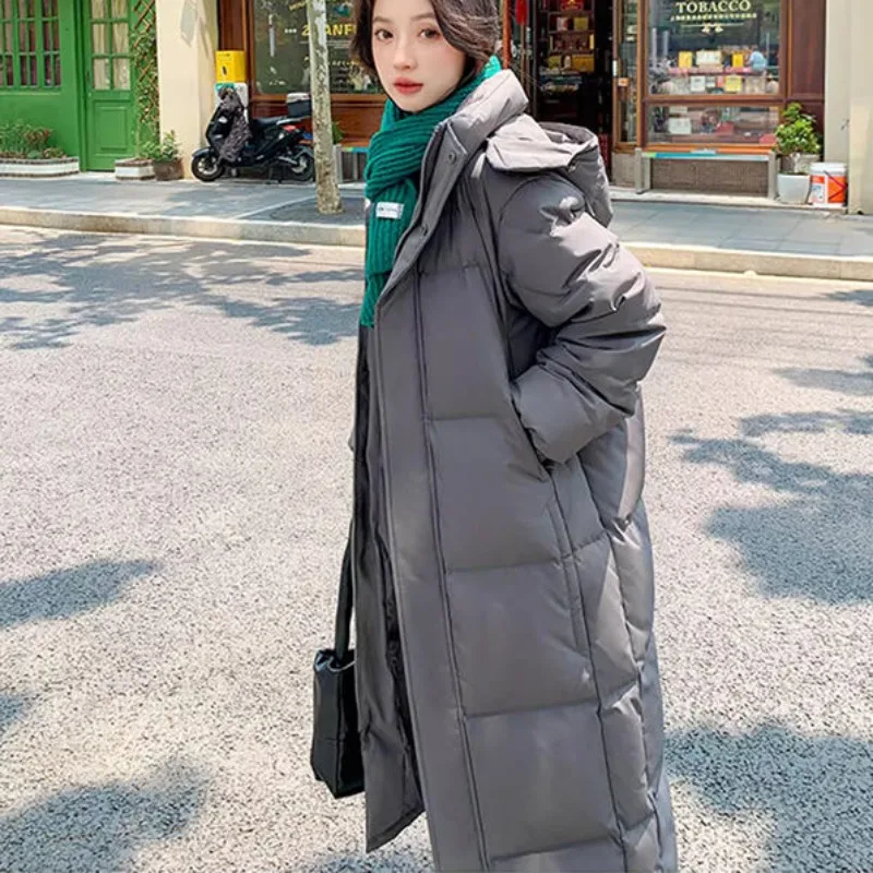 2023 New Women Down Jacket Winter Coat Female Mid Length Version Parkas Loose Thick Warm Outwear Hooded Leisure Time Overcoat