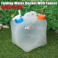 Portable Folding Bucket with Faucet Large Capacity Foldable Drinking Water Bucket Clear Water Storage Jug for Emergency Survival 1