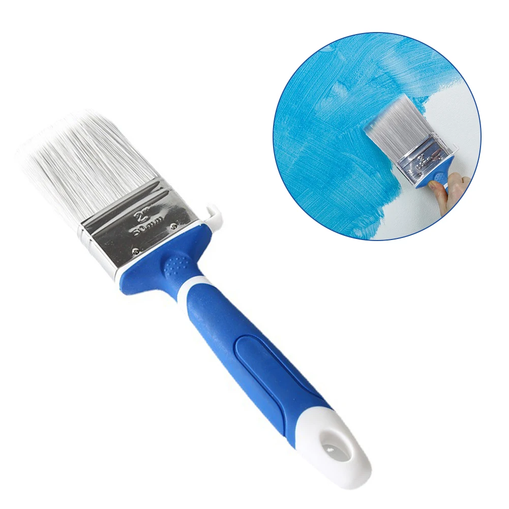 цена Paint Brush with Rubber Handle for Wall Furniture Painting Chip Brush Flat Brush for Water-Based Paint Stains Varnish Interior