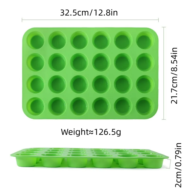 Silicone Mold Baking Tools 24 Even round Muffin Cups Kitchen Baking Pan Cake Mold