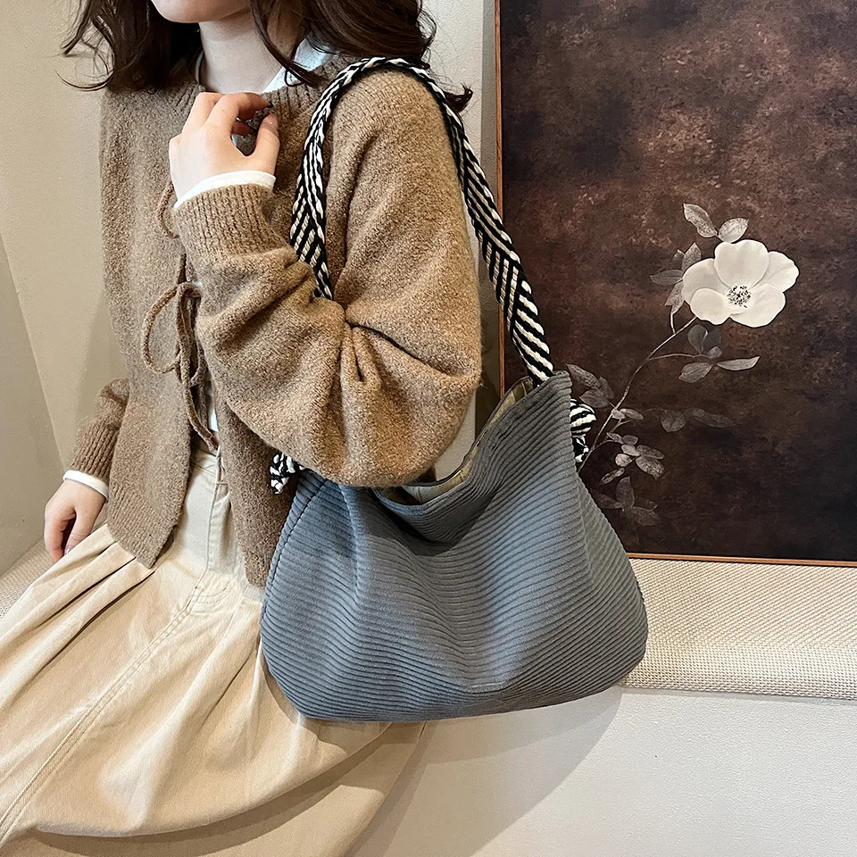 Chic Corduroy Tote Bags Stylish & Spacious Shoulder Crossbody Bag, Perfect for Effortless Daily Outfits, Office, Casual Errands