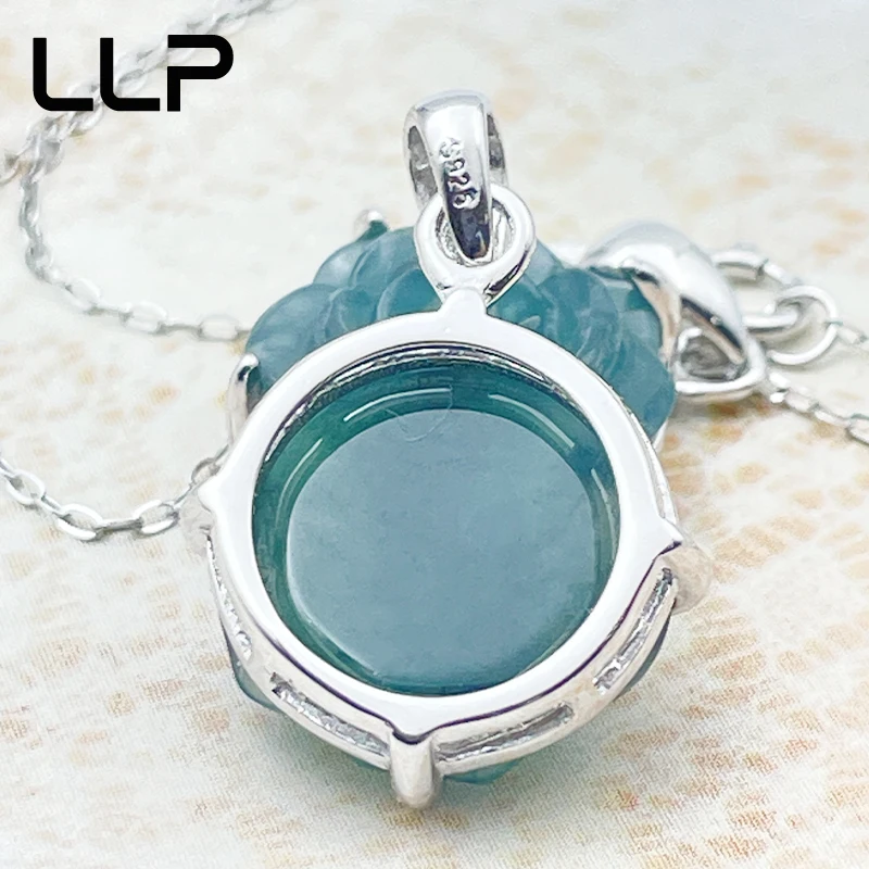 S925 Silver Inlaid Natural Rose Jade Pendant Temperament Elegant Woman Sexy Girl Holiday Gift pendant necklace silver necklace silver pendant silver necklace charms